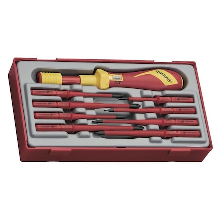 Teng Tools 9 Piece 1000 Volt Torque Screwdriver & Slotted, Phillips (PH), (PZ) Interchangeable Blade Set TTVSD09